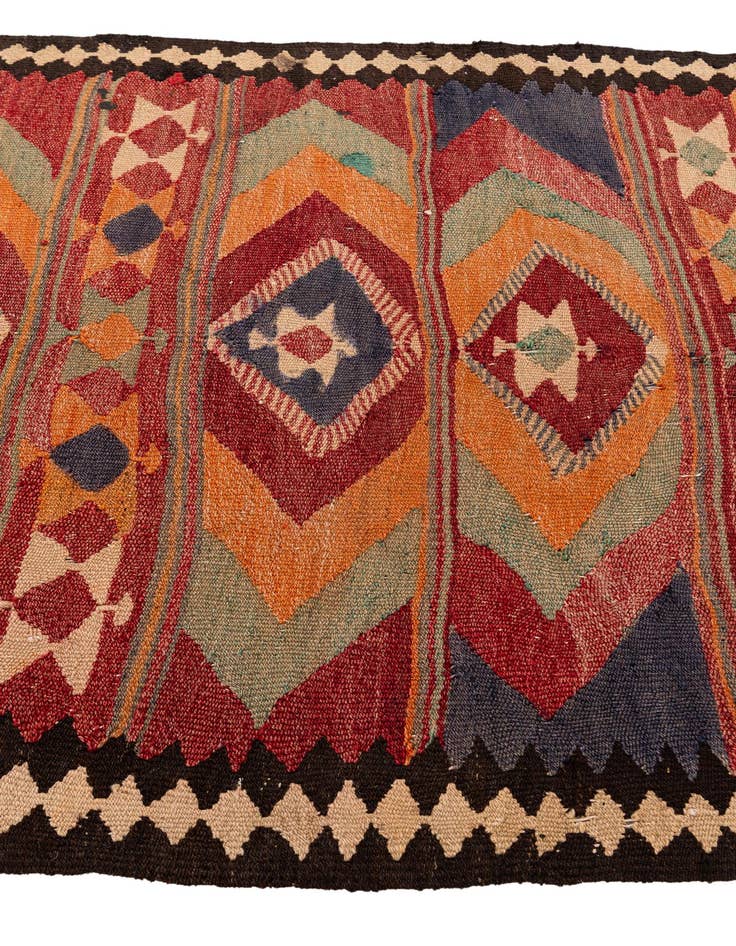 Detail image of  3' 9 x 8' 7  Hand Woven Kilim Fars Wool Runner Rug