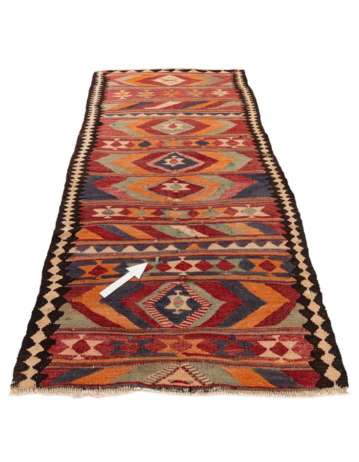 Detail image of  3' 9 x 8' 7  Hand Woven Kilim Fars Wool Runner Rug