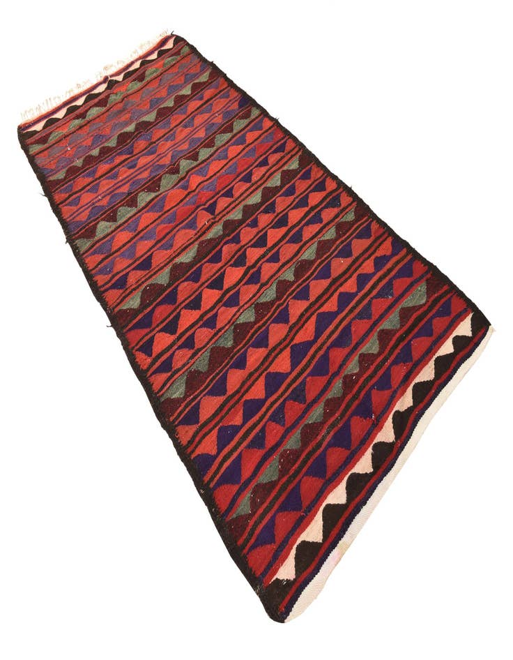 Detail image of  3' 9 x 8'  Hand Woven Kilim Fars Wool Runner Rug