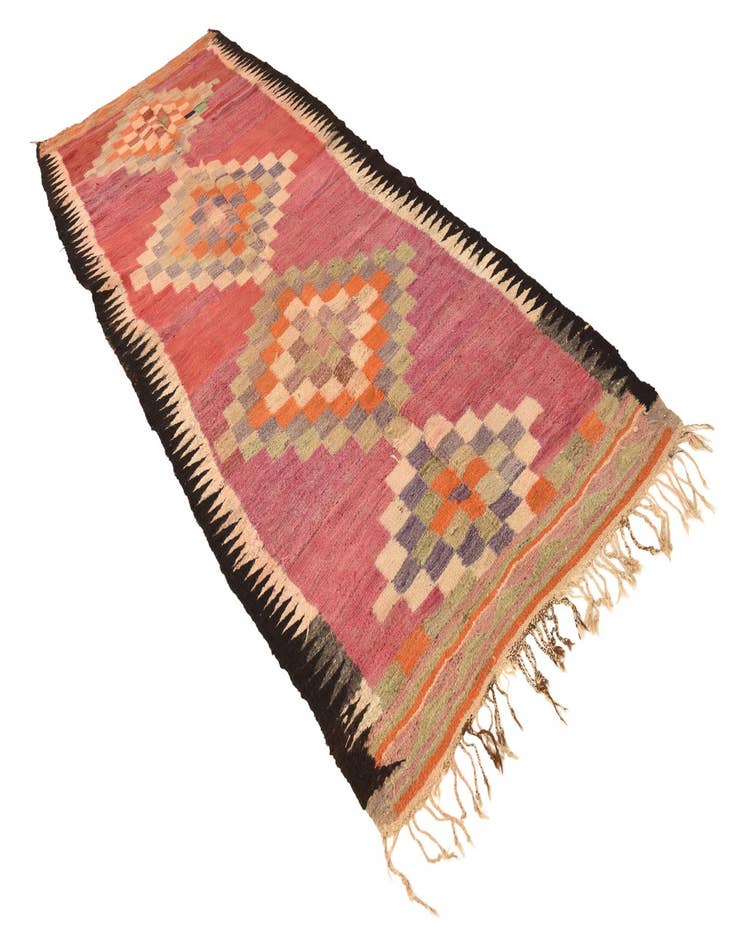 Detail image of  4' 2 x 10' 2  Hand Woven Kilim Fars Wool Runner Rug