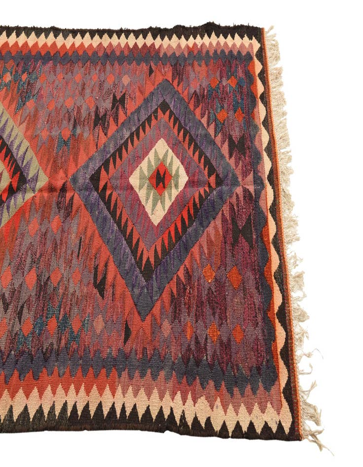 Detail image of  4' 2 x 9' 9  Hand Woven Kilim Fars Wool Runner Rug