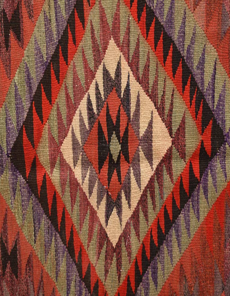Detail image of  4' 2 x 9' 9  Hand Woven Kilim Fars Wool Runner Rug