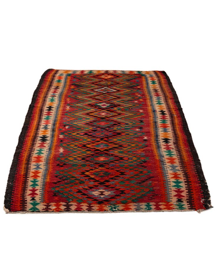 Detail image of  4' 5 x 8' 10  Hand Woven Kilim Fars Wool Runner Rug