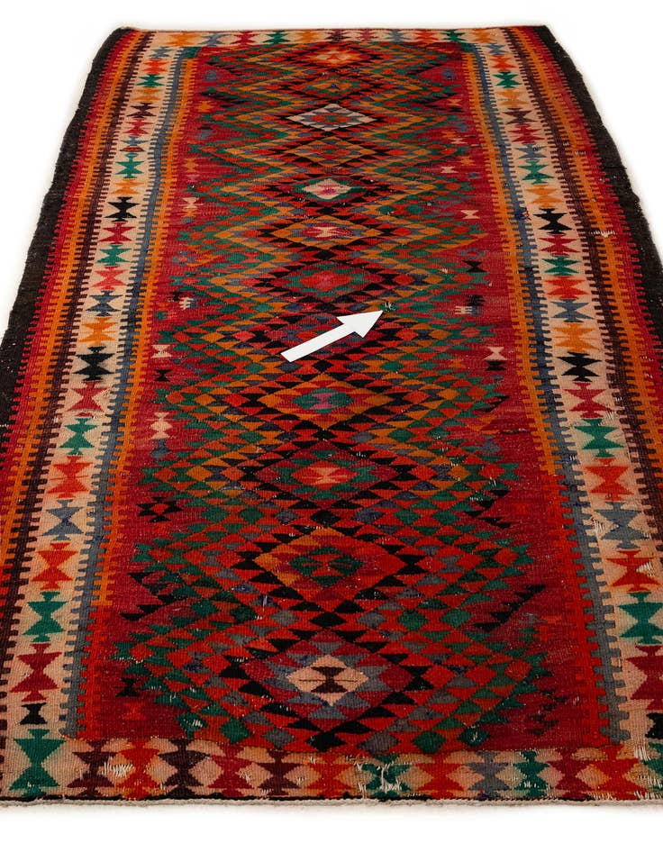 Detail image of  4' 5 x 8' 10  Hand Woven Kilim Fars Wool Runner Rug