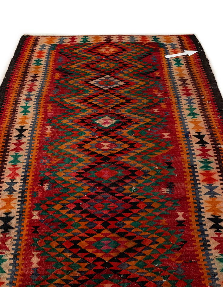Detail image of  4' 5 x 8' 10  Hand Woven Kilim Fars Wool Runner Rug