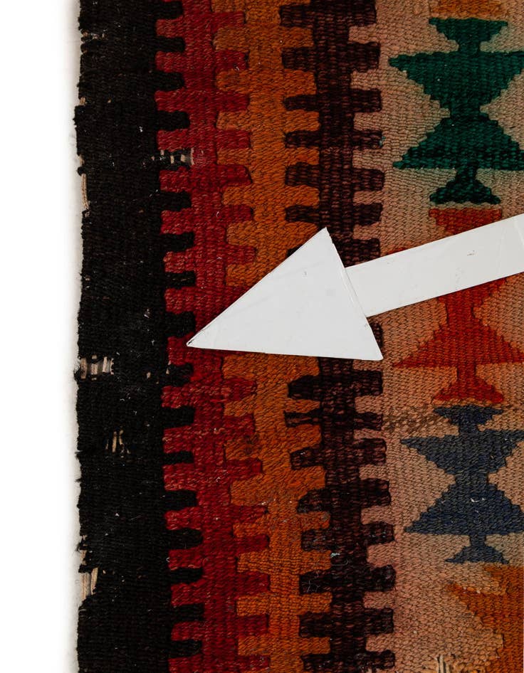 Detail image of  4' 5 x 8' 10  Hand Woven Kilim Fars Wool Runner Rug