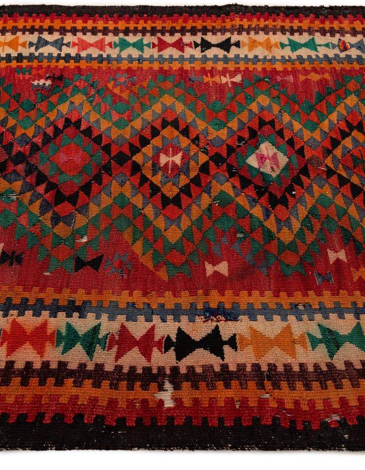 Detail image of  4' 5 x 8' 10  Hand Woven Kilim Fars Wool Runner Rug