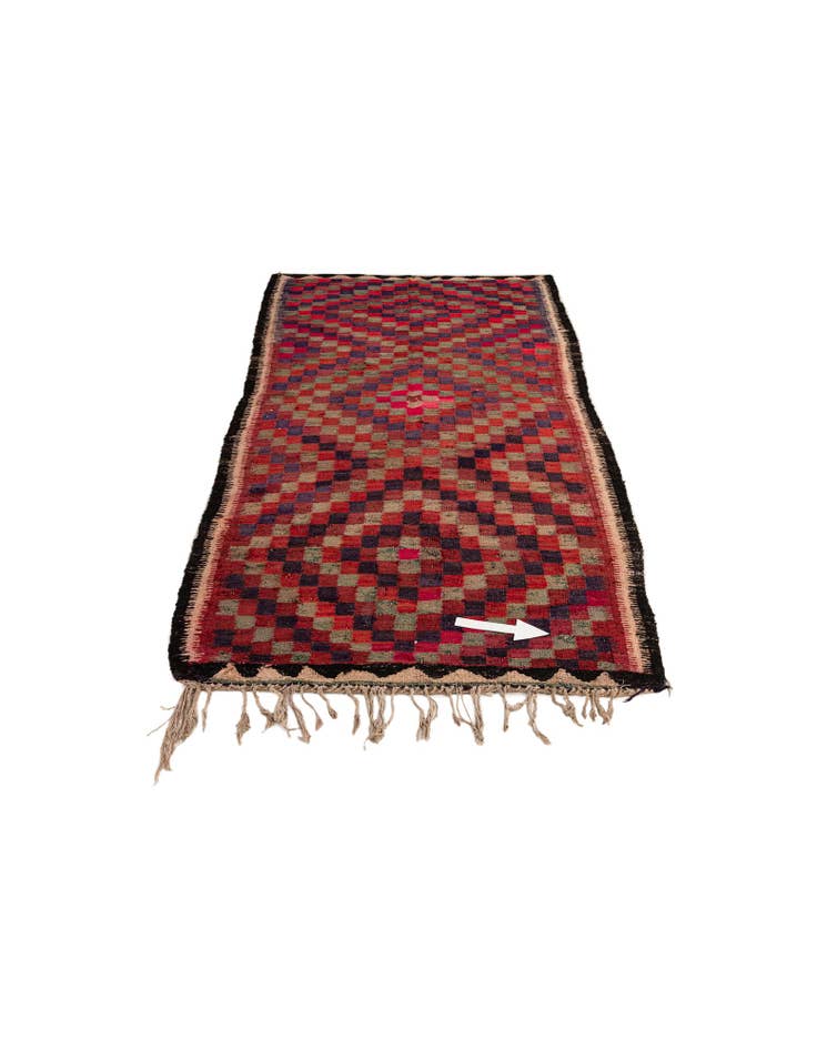 Detail image of  4' 6 x 9' 9  Hand Woven Kilim Fars Wool Runner Rug