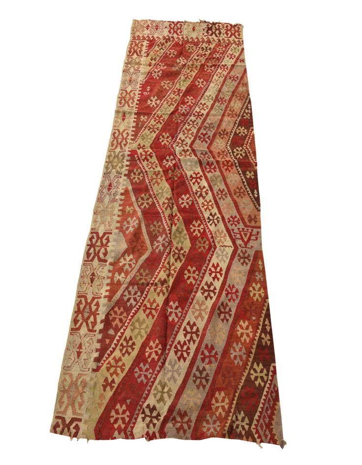 Detail image of  3' 2 x 7' 2  Hand Woven Kilim Fars Wool Runner Rug