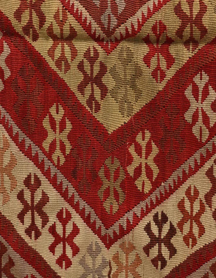 Detail image of  3' 2 x 7' 2  Hand Woven Kilim Fars Wool Runner Rug