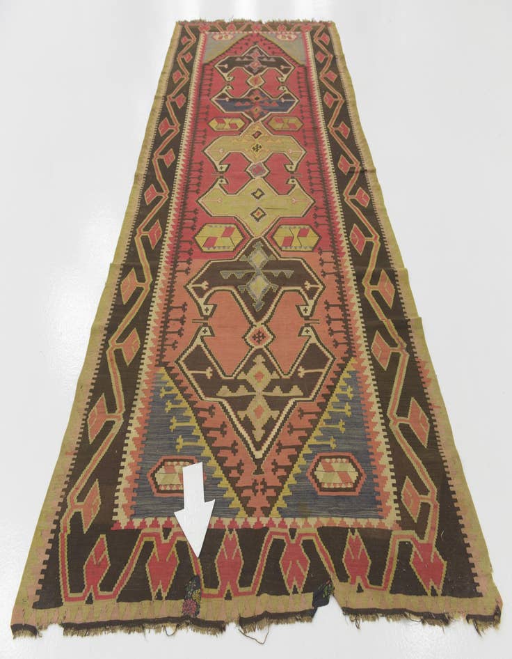 Detail image of  5' 4 x 11' 2  Hand Woven Kilim Fars Wool Runner Rug