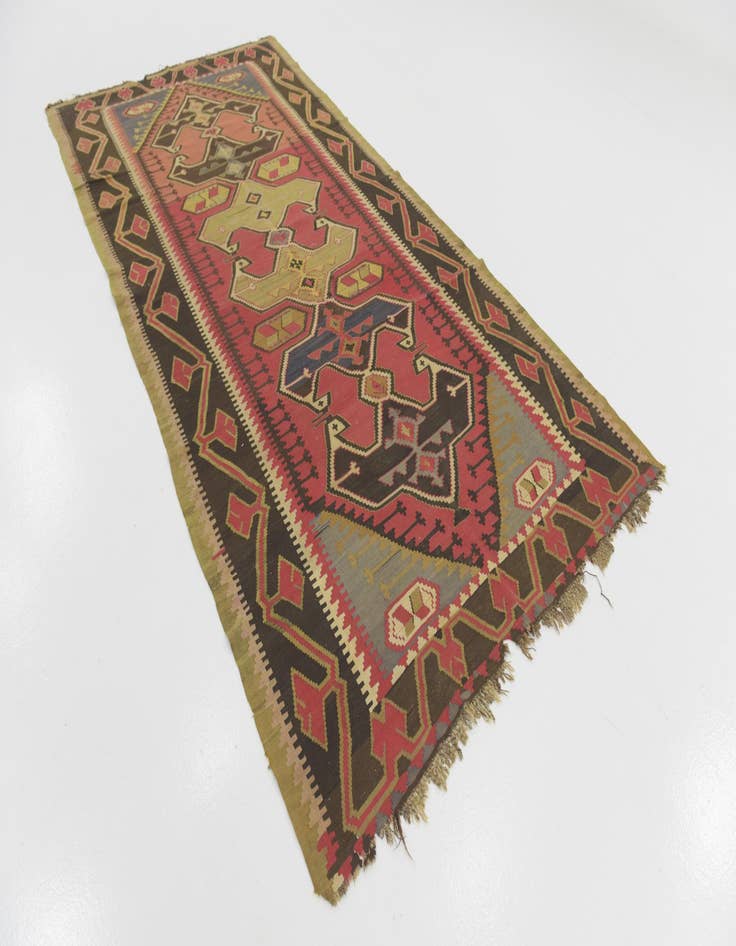 Detail image of  5' 4 x 11' 2  Hand Woven Kilim Fars Wool Runner Rug