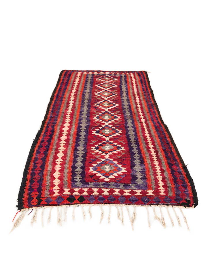 Detail image of  4' 4 x 8' 4  Hand Woven Kilim Fars Wool Runner Rug