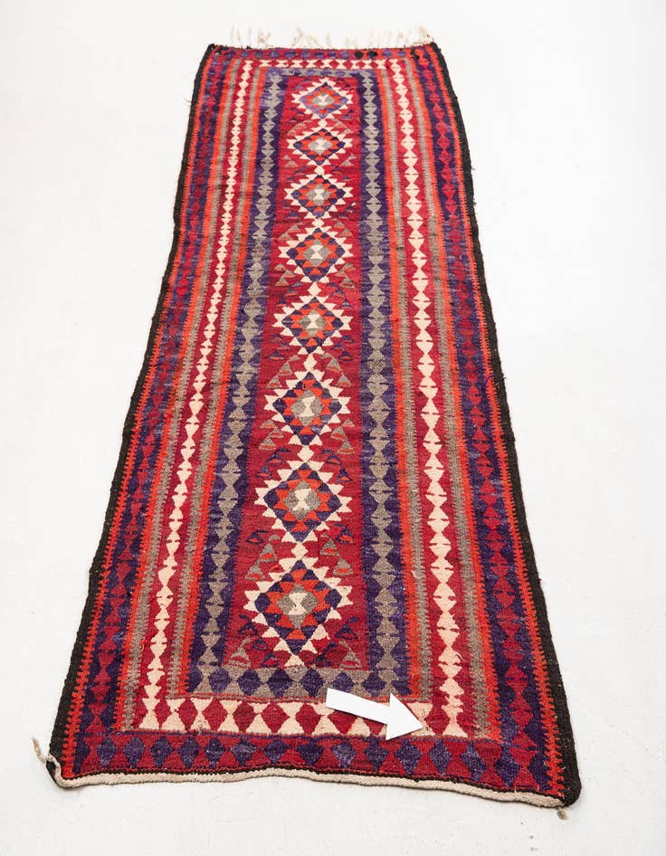 Detail image of  4' 4 x 8' 4  Hand Woven Kilim Fars Wool Runner Rug