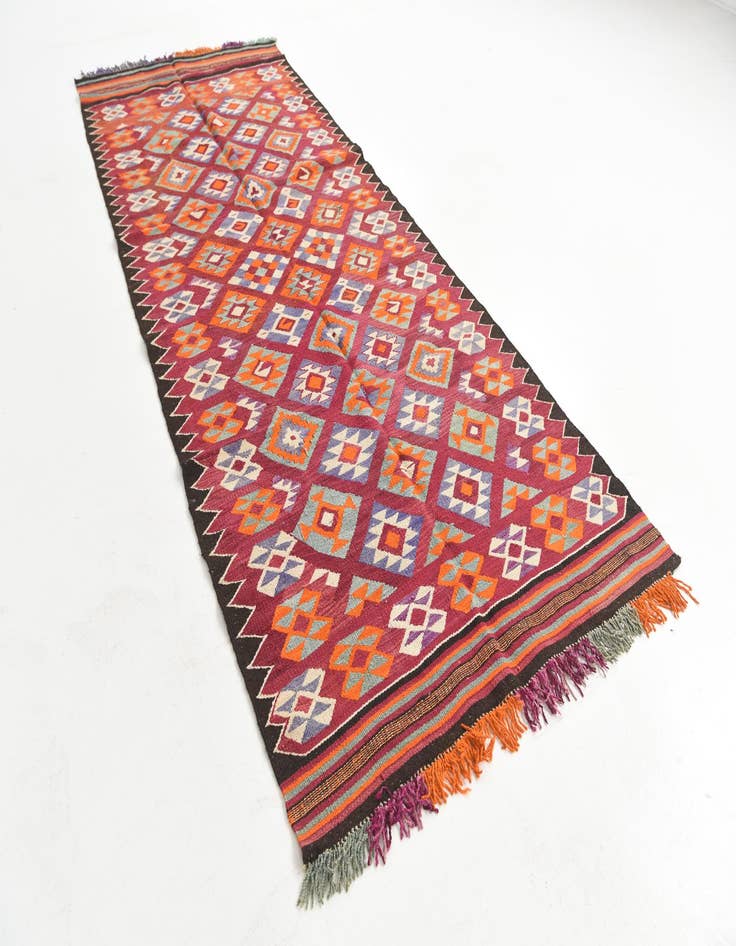 Detail image of  4' 5 x 11' 1  Hand Knotted Kilim Fars Persian Wool Runner Rug