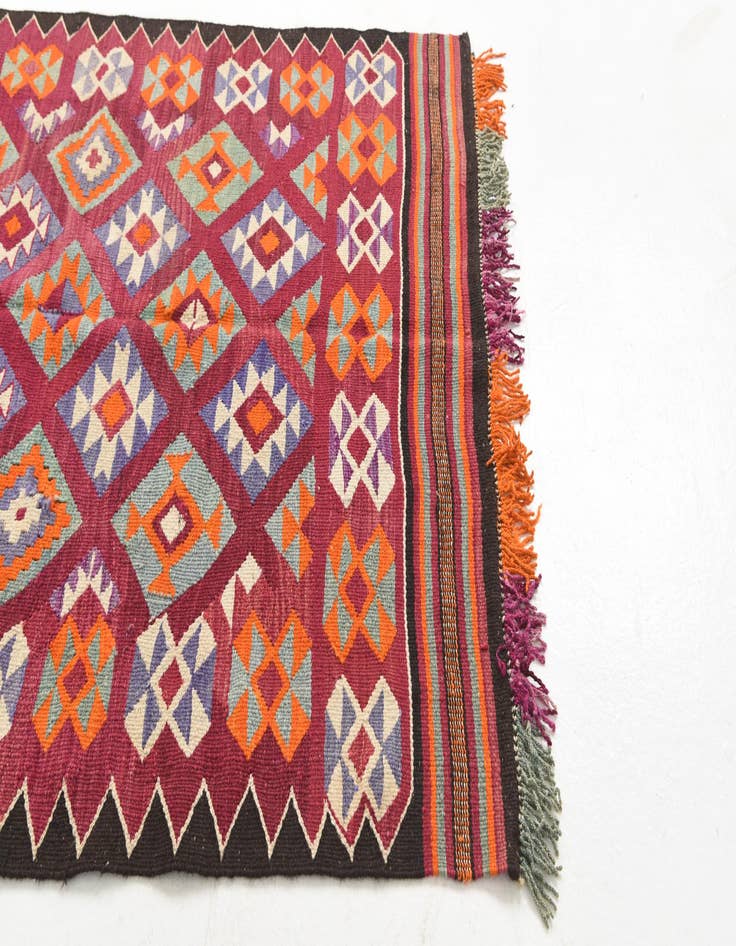 Detail image of  4' 5 x 11' 1  Hand Knotted Kilim Fars Persian Wool Runner Rug