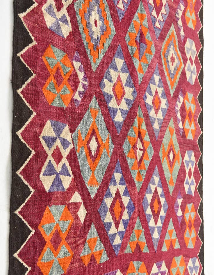 Detail image of  4' 5 x 11' 1  Hand Knotted Kilim Fars Persian Wool Runner Rug