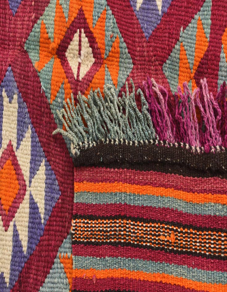 Detail image of  4' 5 x 11' 1  Hand Knotted Kilim Fars Persian Wool Runner Rug