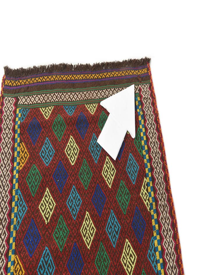 Detail image of  2' 4 x 8' 2  Hand Knotted Kilim Fars Persian Wool Runner Rug