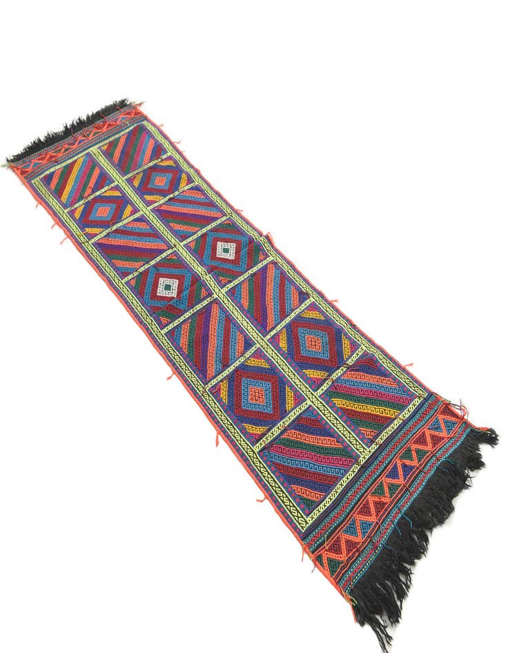 Detail image of  2' 2 x 7'  Hand Knotted Kilim Fars Persian Wool Runner Rug