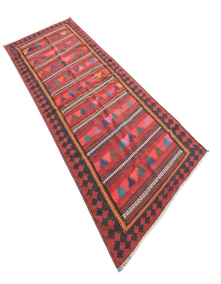 Detail image of  4' 4 x 10' 4  Hand Woven Kilim Fars Wool Runner Rug