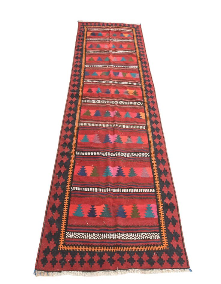 Detail image of  4' 4 x 10' 4  Hand Woven Kilim Fars Wool Runner Rug