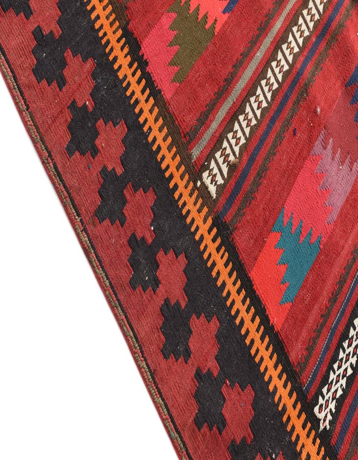 Detail image of  4' 4 x 10' 4  Hand Woven Kilim Fars Wool Runner Rug