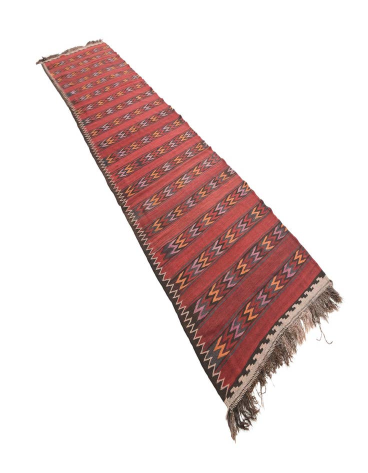 Detail image of  4' x 15'  Hand Woven Kilim Fars Wool Runner Rug