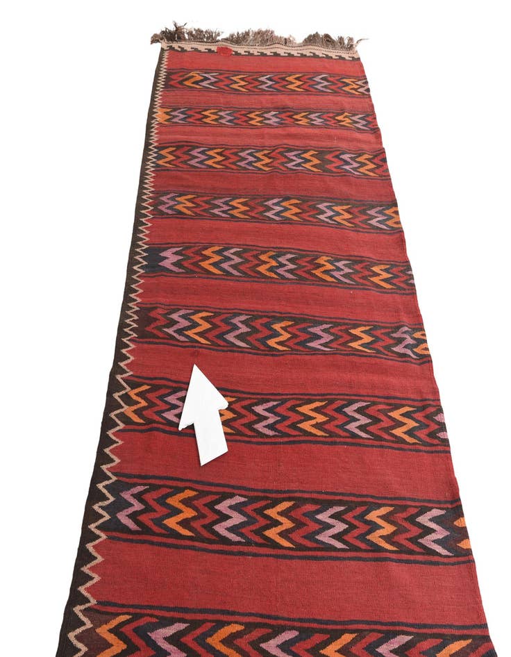 Detail image of  4' x 15'  Hand Woven Kilim Fars Wool Runner Rug