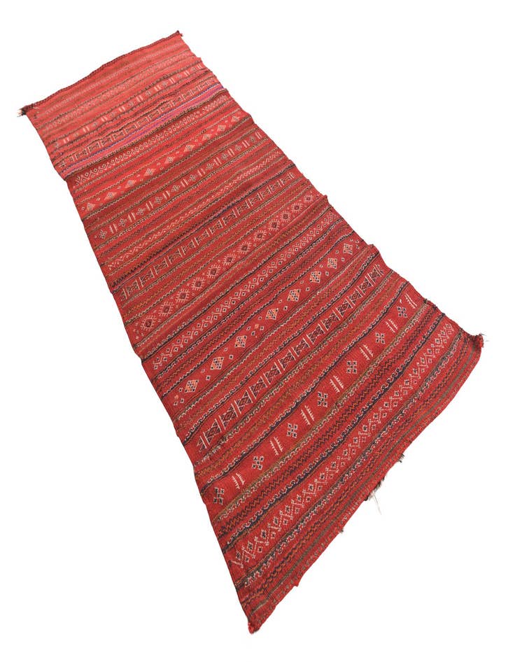 Detail image of  3' 3 x 7' 4  Hand Woven Kilim Fars Wool Runner Rug