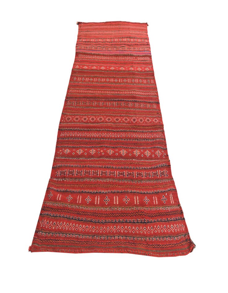 Detail image of  3' 3 x 7' 4  Hand Woven Kilim Fars Wool Runner Rug