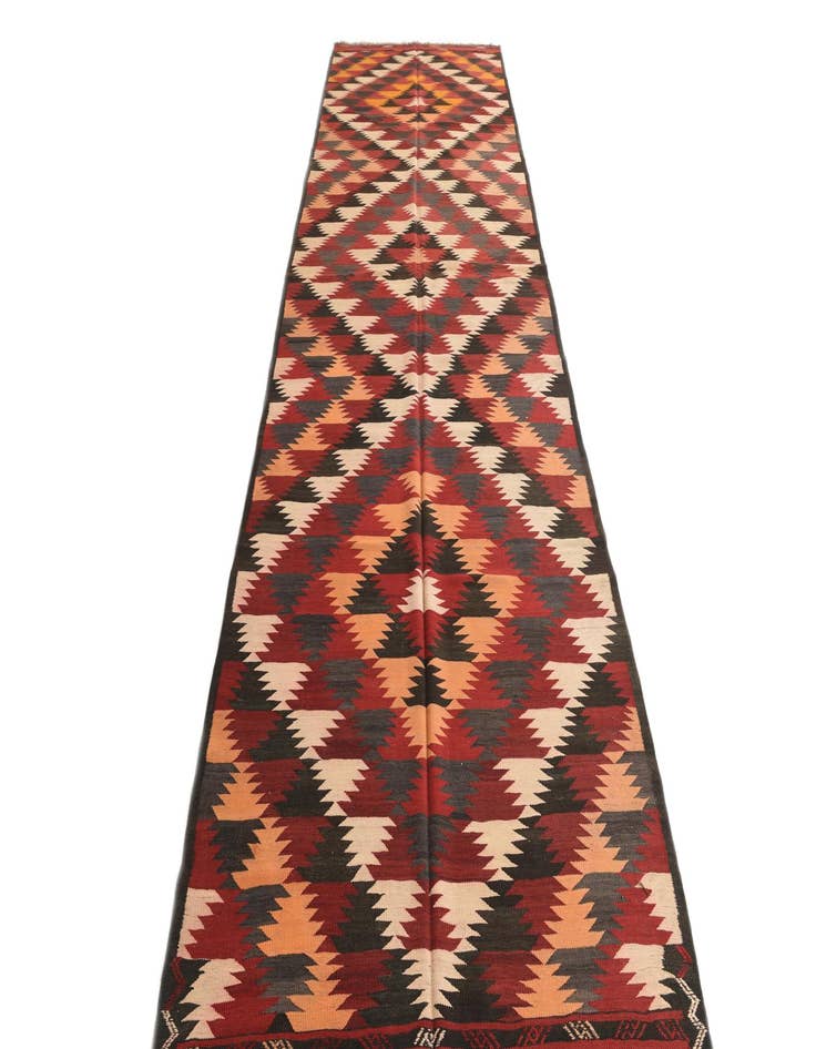 Detail image of  4' 9 x 15'  Hand Woven Kilim Fars Wool Runner Rug