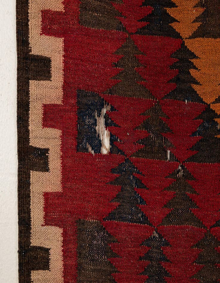 Detail image of  4' x 10' 3  Hand Woven Kilim Fars Wool Runner Rug