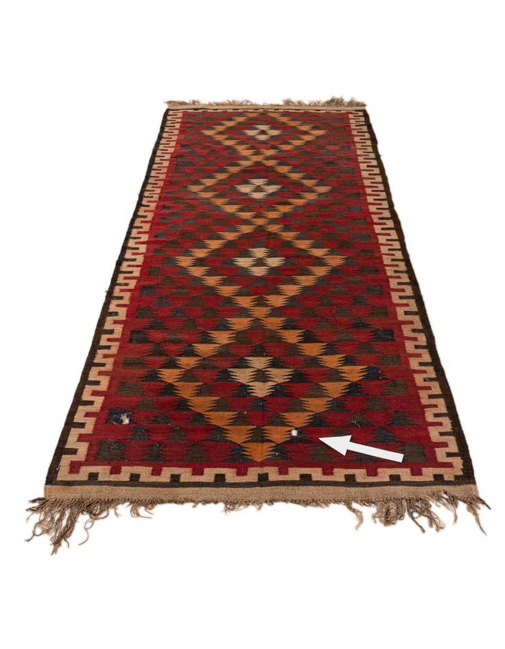 Detail image of  4' x 10' 3  Hand Woven Kilim Fars Wool Runner Rug