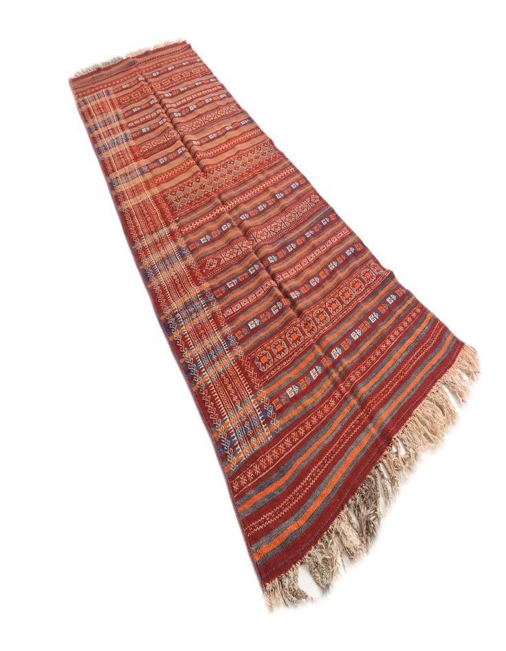 Detail image of  4' 4 x 11' 6  Hand Woven Kilim Fars Wool Runner Rug