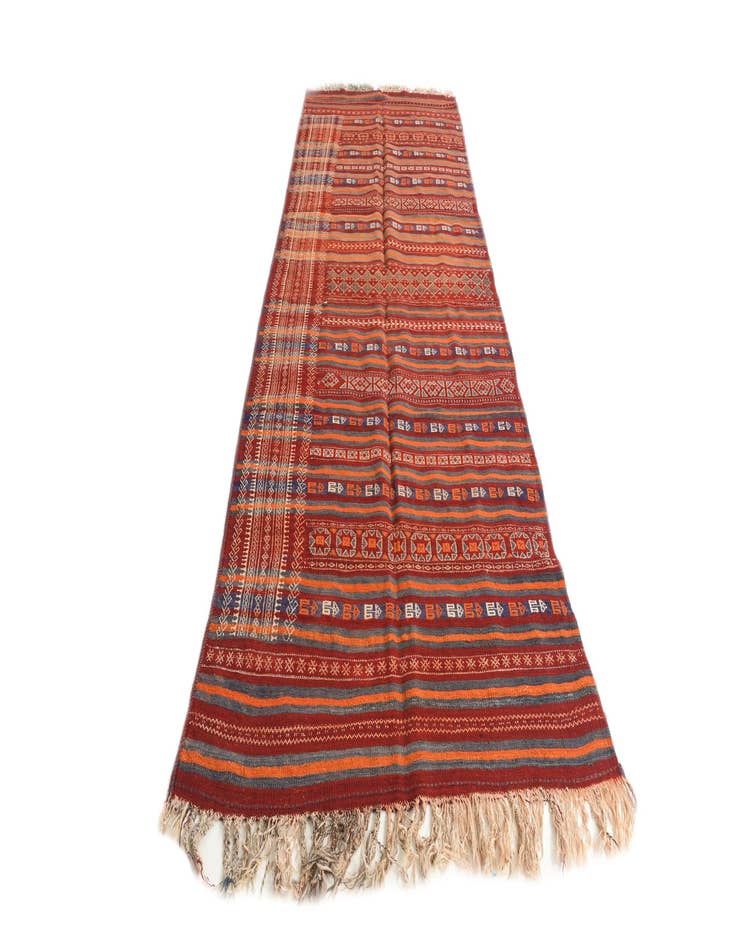 Detail image of  4' 4 x 11' 6  Hand Woven Kilim Fars Wool Runner Rug