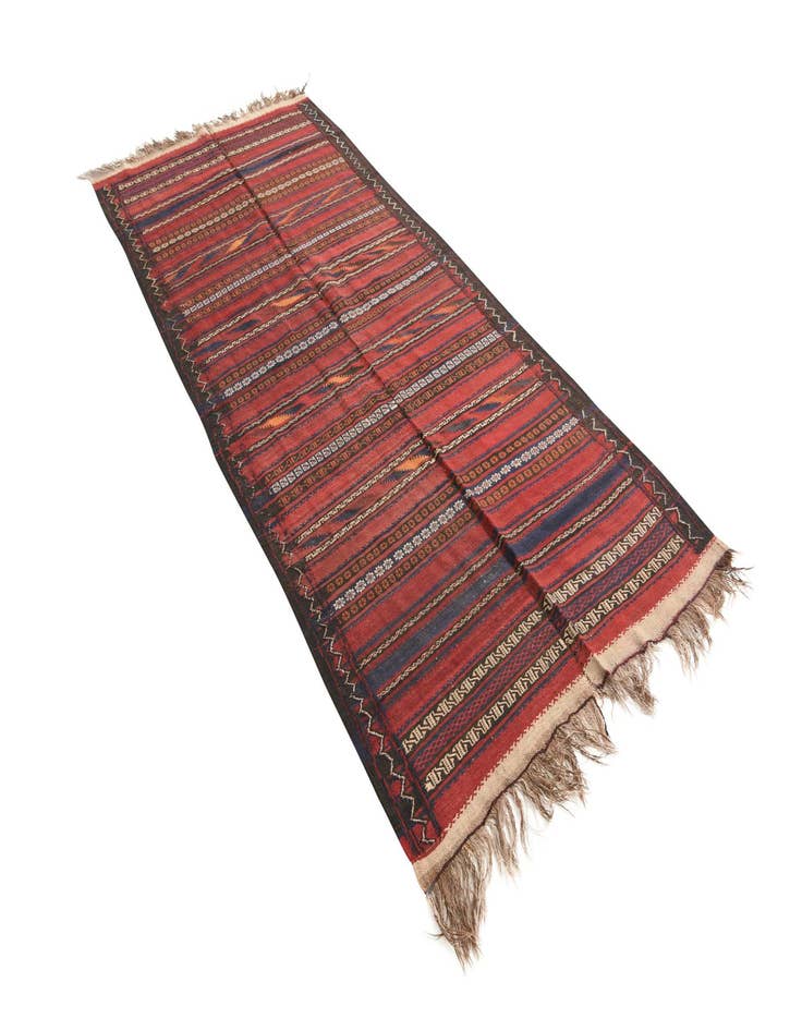 Detail image of  4' 7 x 10' 3  Hand Woven Kilim Fars Wool Runner Rug