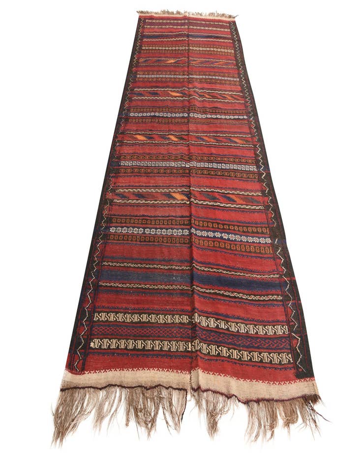 Detail image of  4' 7 x 10' 3  Hand Woven Kilim Fars Wool Runner Rug