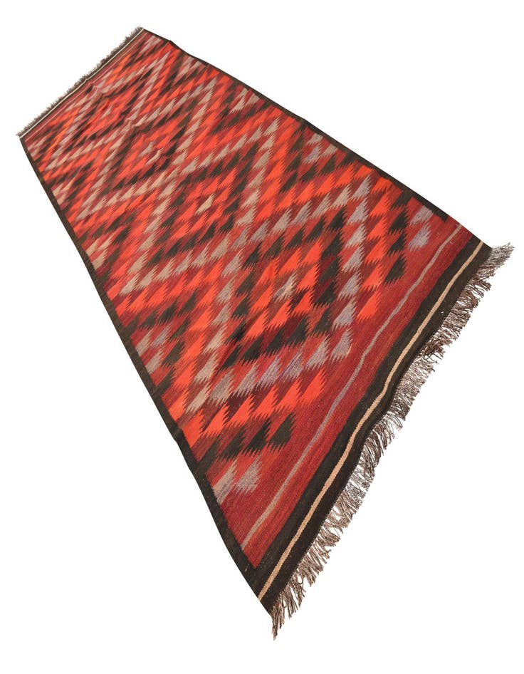 Detail image of  4' 3 x 11' 4  Hand Woven Kilim Fars Wool Runner Rug
