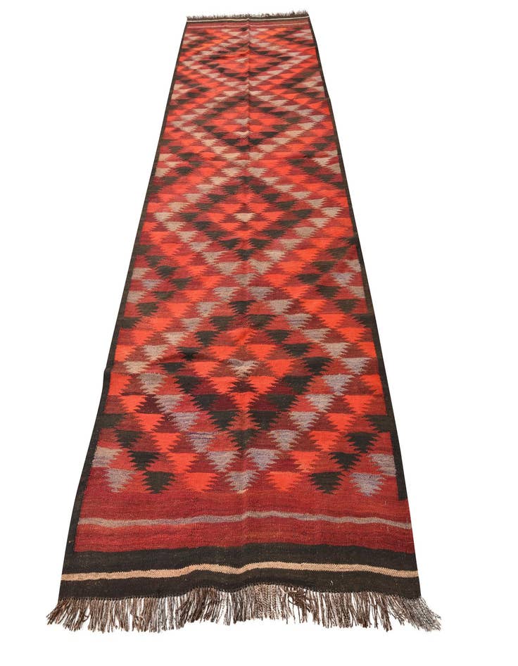 Detail image of  4' 3 x 11' 4  Hand Woven Kilim Fars Wool Runner Rug