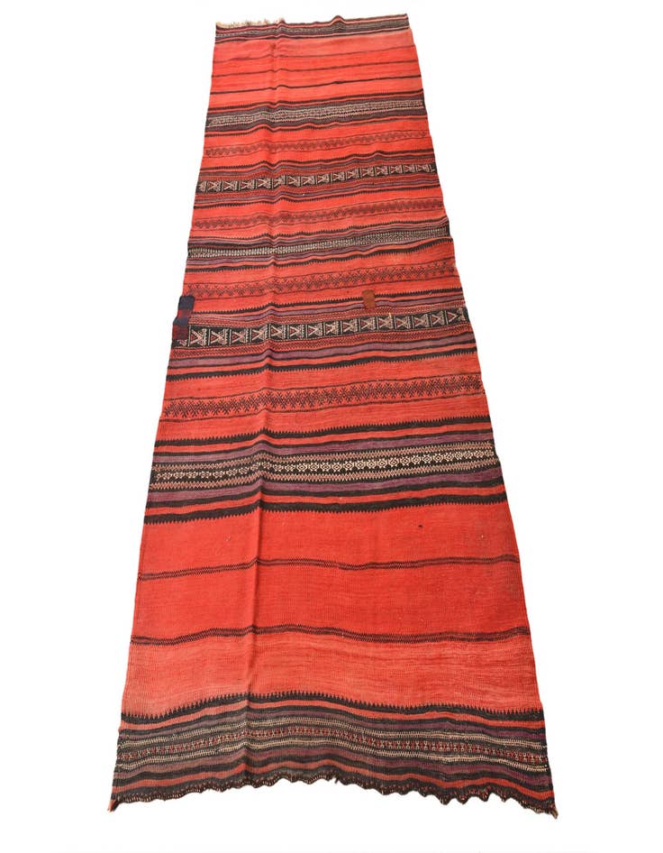 Detail image of  4' 1 x 9' 5  Hand Woven Kilim Fars Wool Runner Rug