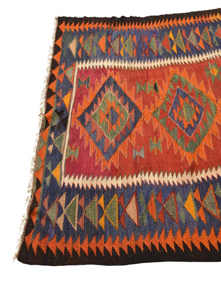 Detail image of  4' 3 x 9' 4  Hand Woven Kilim Fars Wool Runner Rug