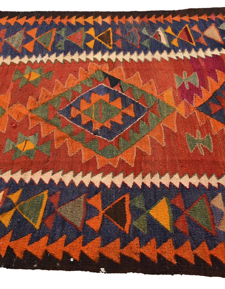 Detail image of  4' 3 x 9' 4  Hand Woven Kilim Fars Wool Runner Rug