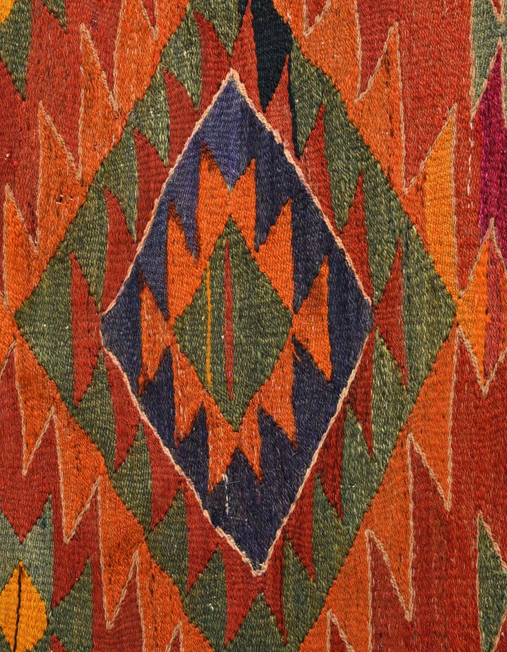 Detail image of  4' 3 x 9' 4  Hand Woven Kilim Fars Wool Runner Rug