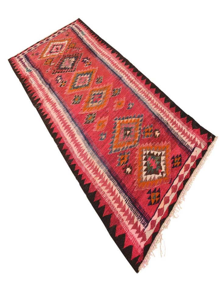 Detail image of  4' 1 x 9' 4  Hand Woven Kilim Fars Wool Runner Rug