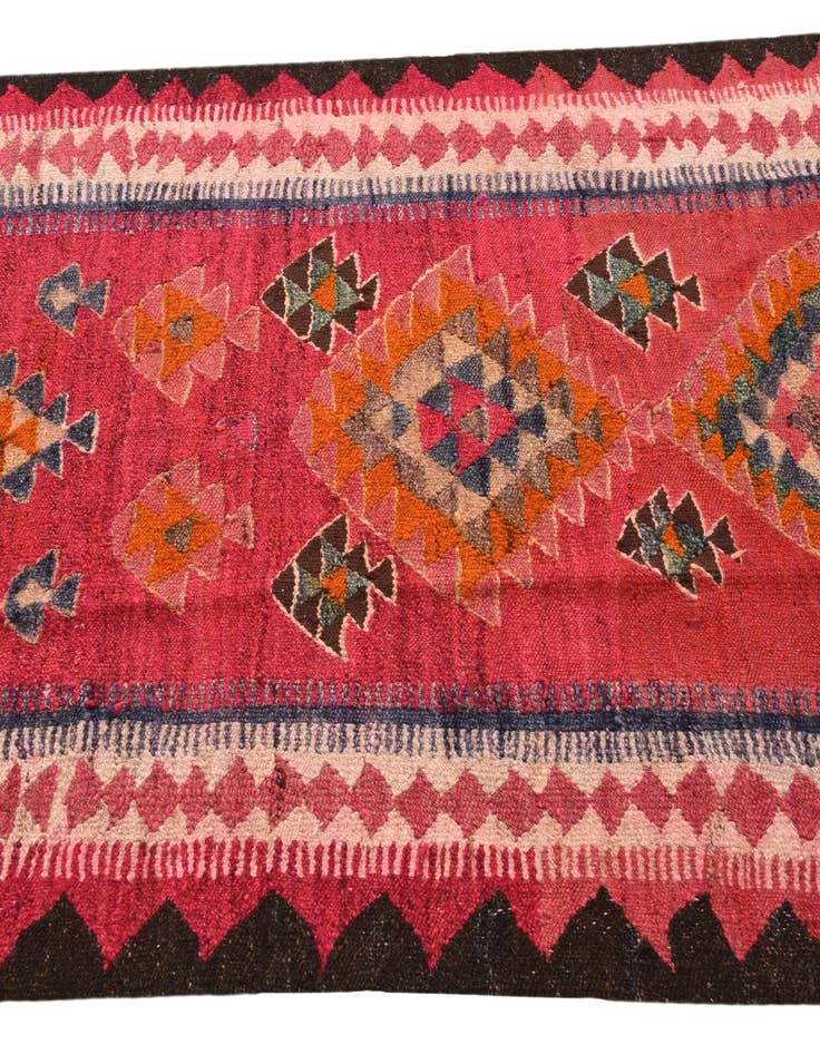 Detail image of  4' 1 x 9' 4  Hand Woven Kilim Fars Wool Runner Rug