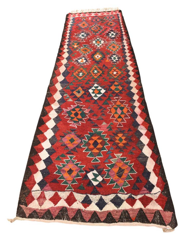 Detail image of  4' 10 x 9' 3  Hand Woven Kilim Fars Wool Runner Rug