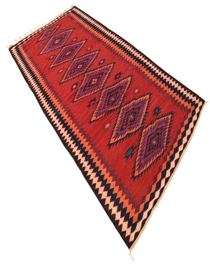 Detail image of  4' 9 x 9' 10  Hand Woven Kilim Fars Wool Runner Rug