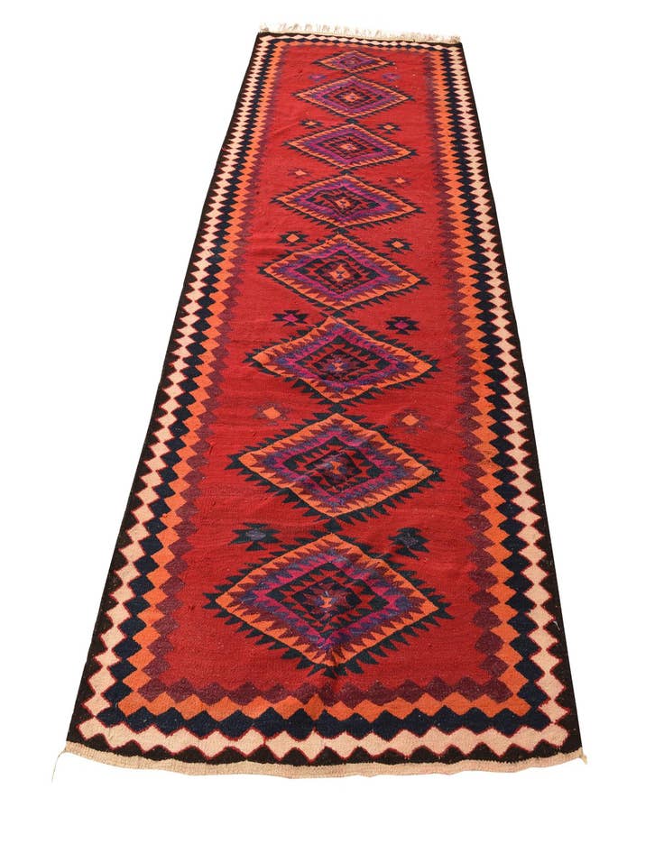 Detail image of  4' 9 x 9' 10  Hand Woven Kilim Fars Wool Runner Rug