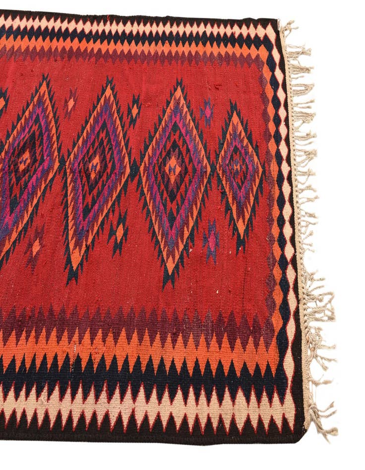 Detail image of  4' 9 x 9' 10  Hand Woven Kilim Fars Wool Runner Rug